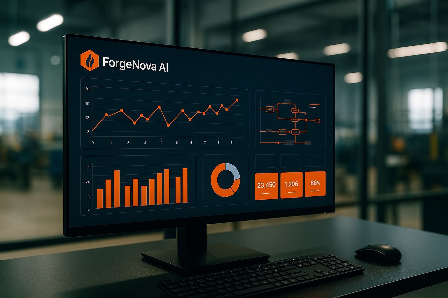 Single widescreen dashboard showing charts and KPIs