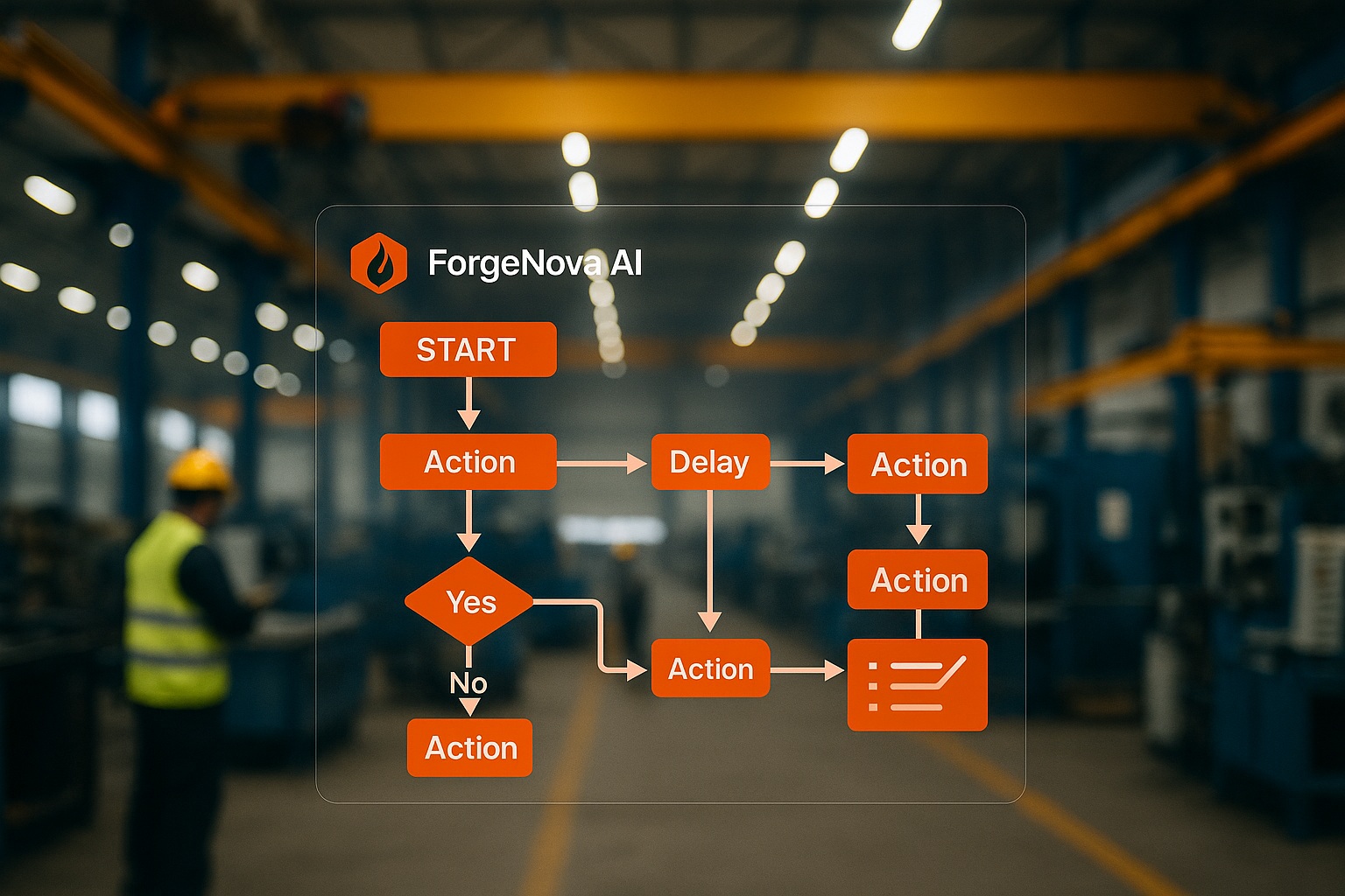 Holographic workflow diagram on factory floor