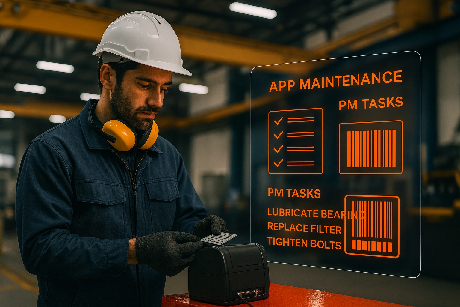 Maintenance schedule overlay with barcode scanner